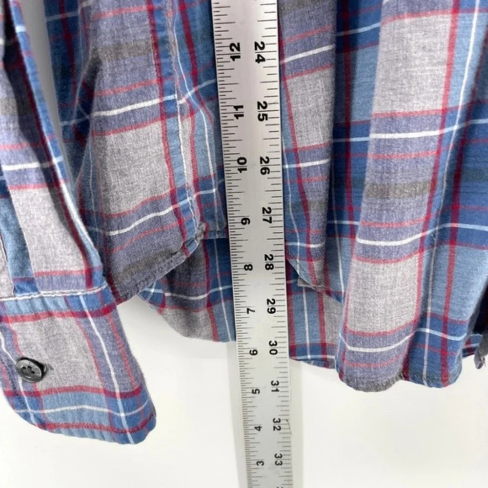 J Crew Plaid Button Down Shirt Mens XL Blue Gray Red Long Sleeve Cotton Casual‎